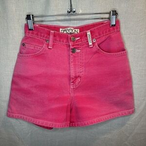 Vintage Sasson Faded Red Pink High Rise Denim Shorts XS/S 90s Mom Fit